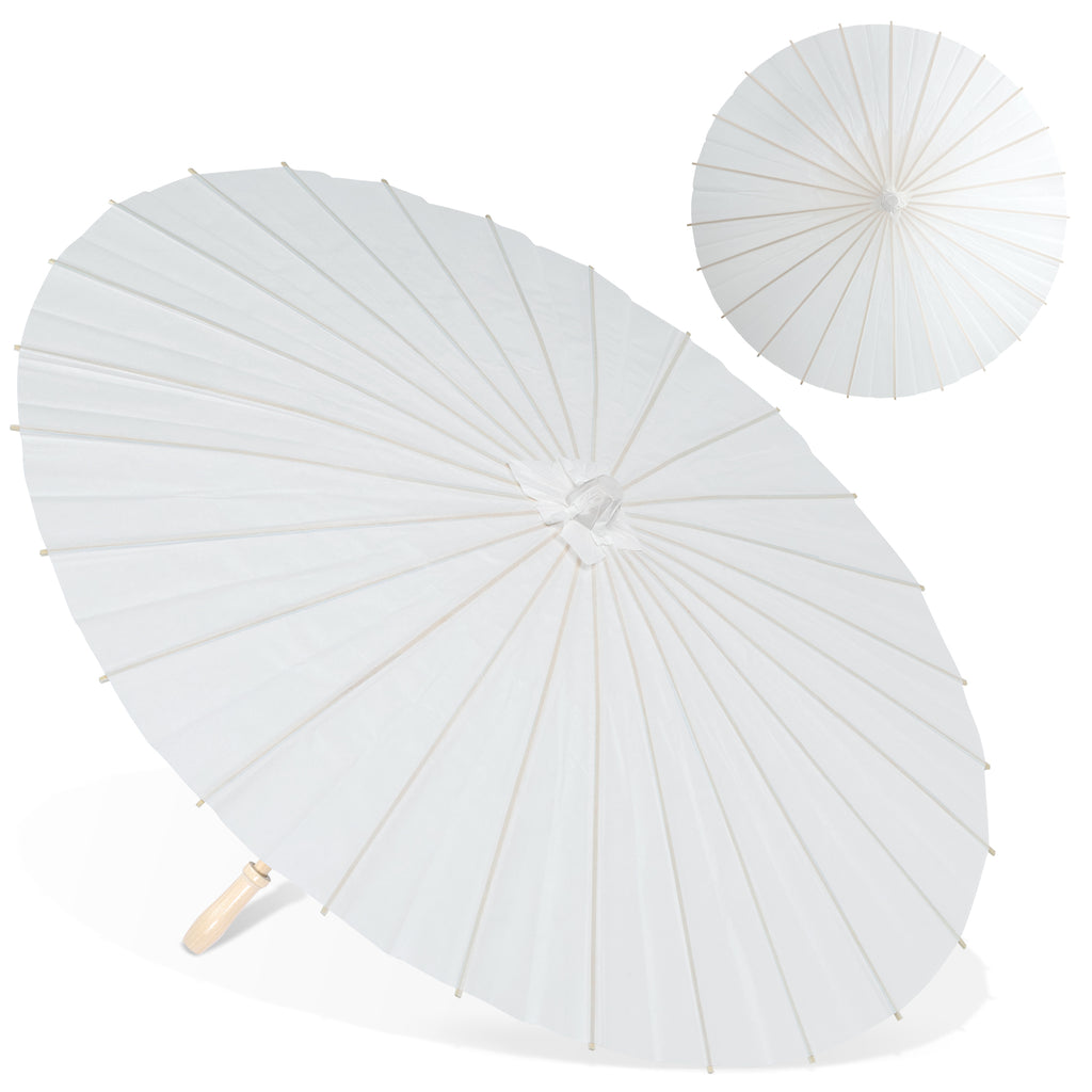 Homvibe White Paper Umbrellas 23.6 Inch Chinese Japanese Parasol DIY Oil Painting Umbrellas Decorative Umbrella for Wedding Bridal Shower Party Photo Props