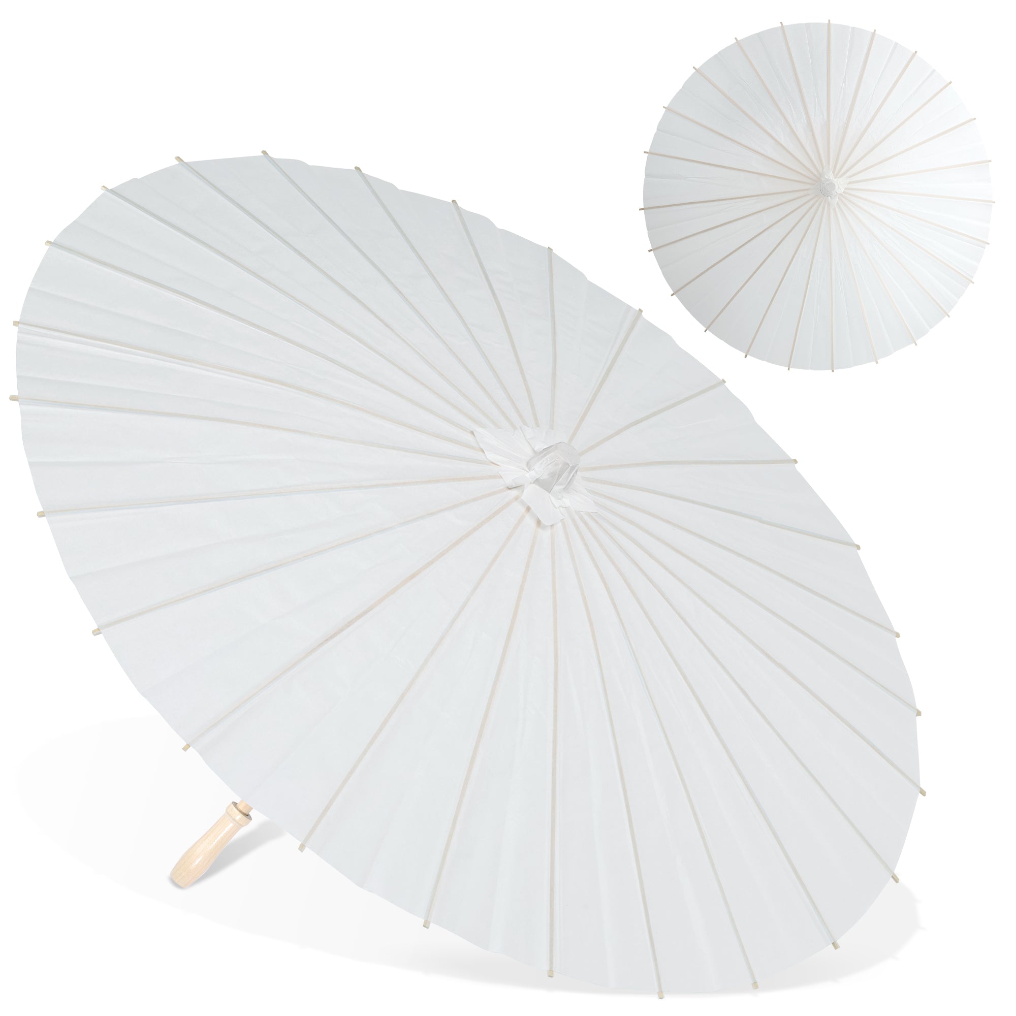 Homvibe White Paper Umbrellas 23.6 Inch Chinese Japanese Parasol DIY Oil Painting Umbrellas Decorative Umbrella for Wedding Bridal Shower Party Photo Props