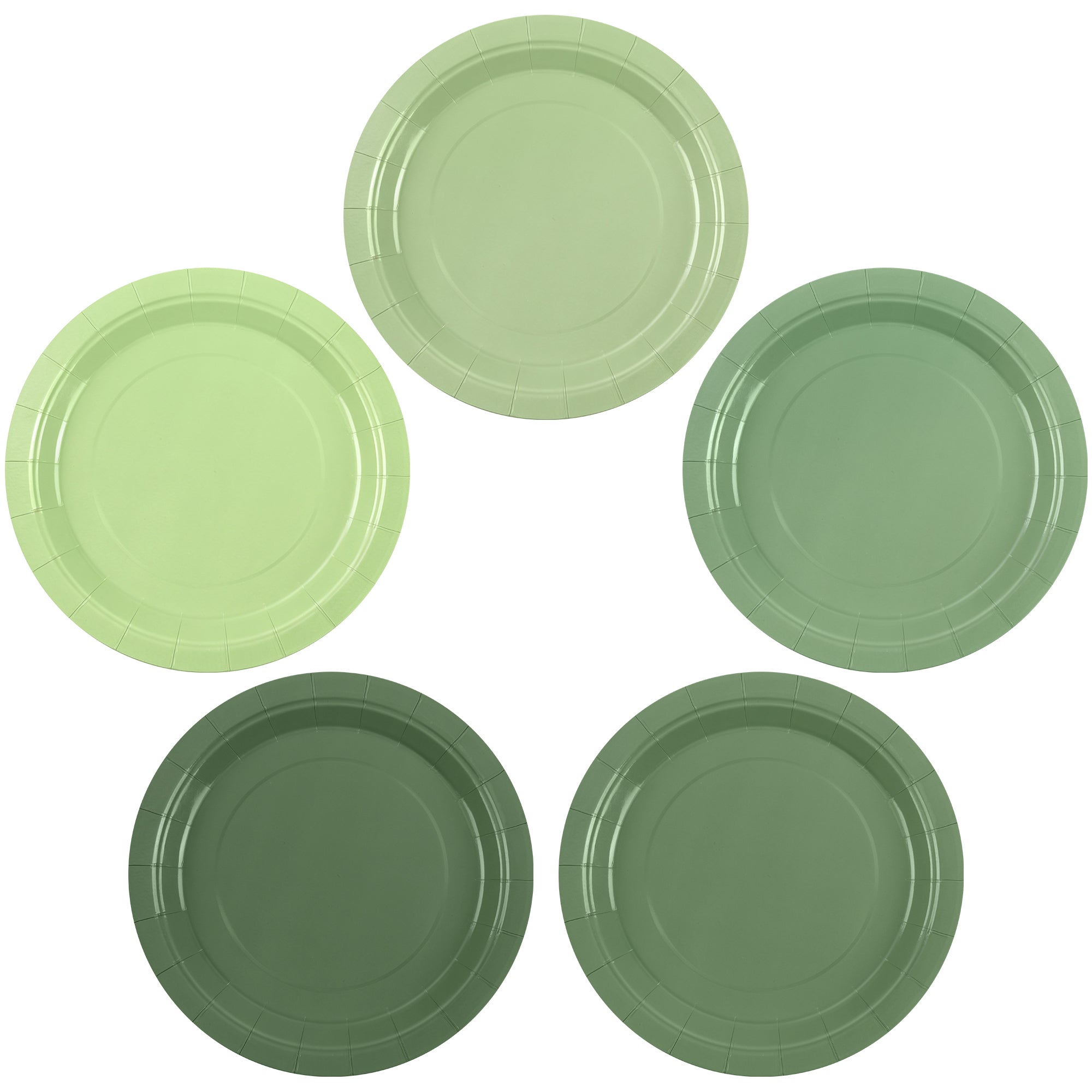 Homvibe Sage Green Paper Plates, 9 Inch Disposable Dinner Plates, Heavy Duty Gradient Green Party Plate for Birthday Bridal Baby Shower Wedding Party Supplies