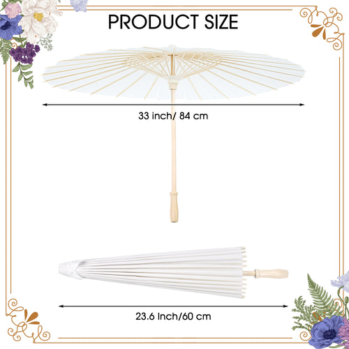 Homvibe White Paper Umbrellas 23.6 Inch Chinese Japanese Parasol DIY Oil Painting Umbrellas Decorative Umbrella for Wedding Bridal Shower Party Photo Props