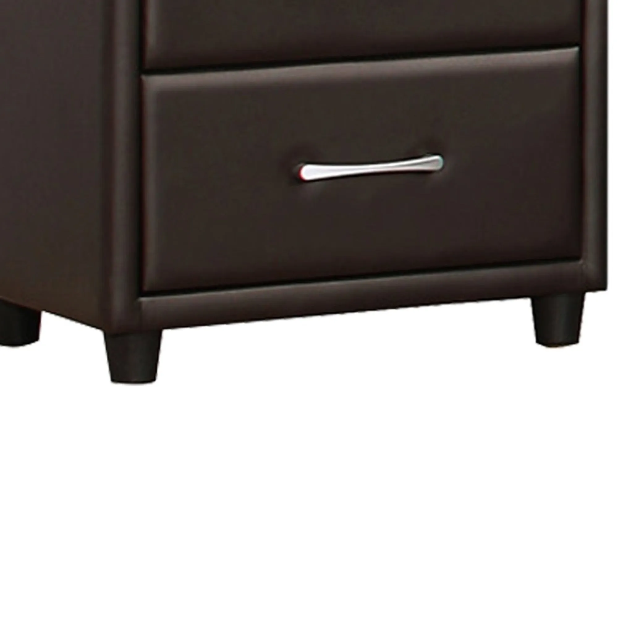 2 Drawer Night Stand In Wood And Pvc, Black By Benzara