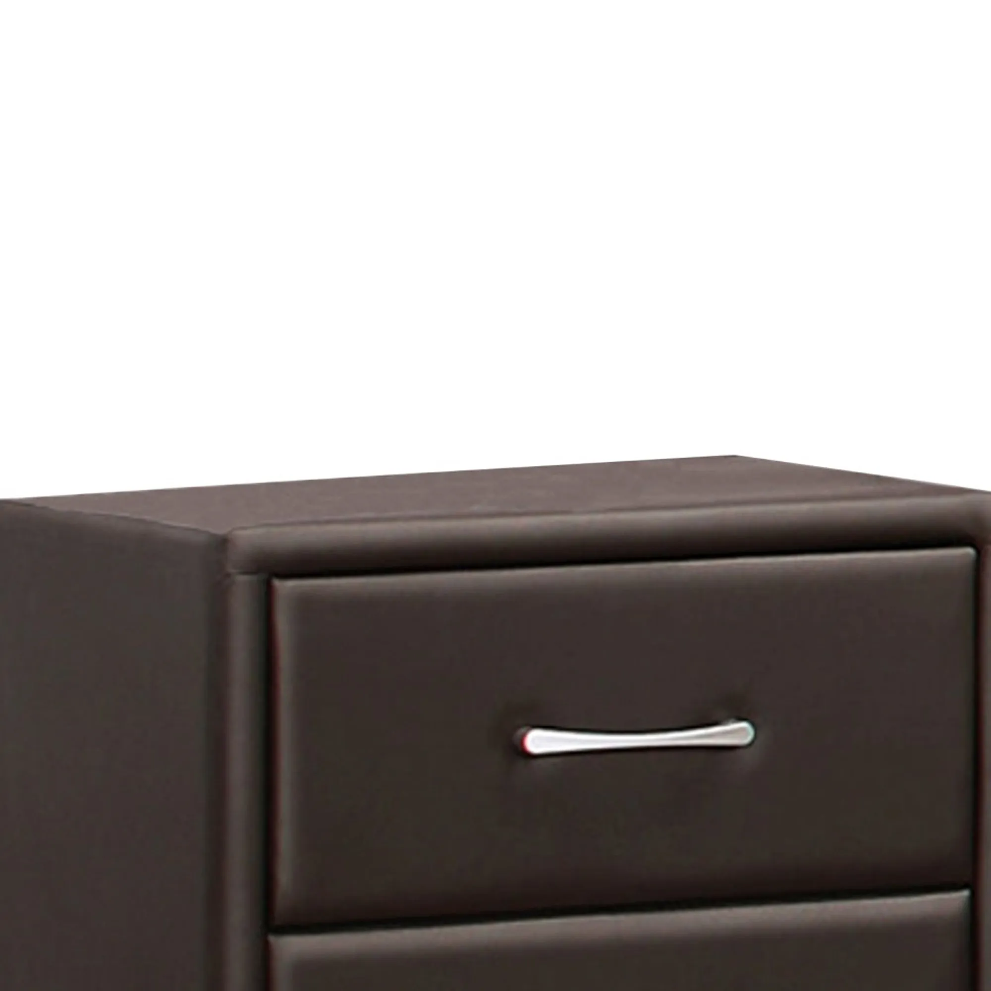 2 Drawer Night Stand In Wood And Pvc, Black By Benzara