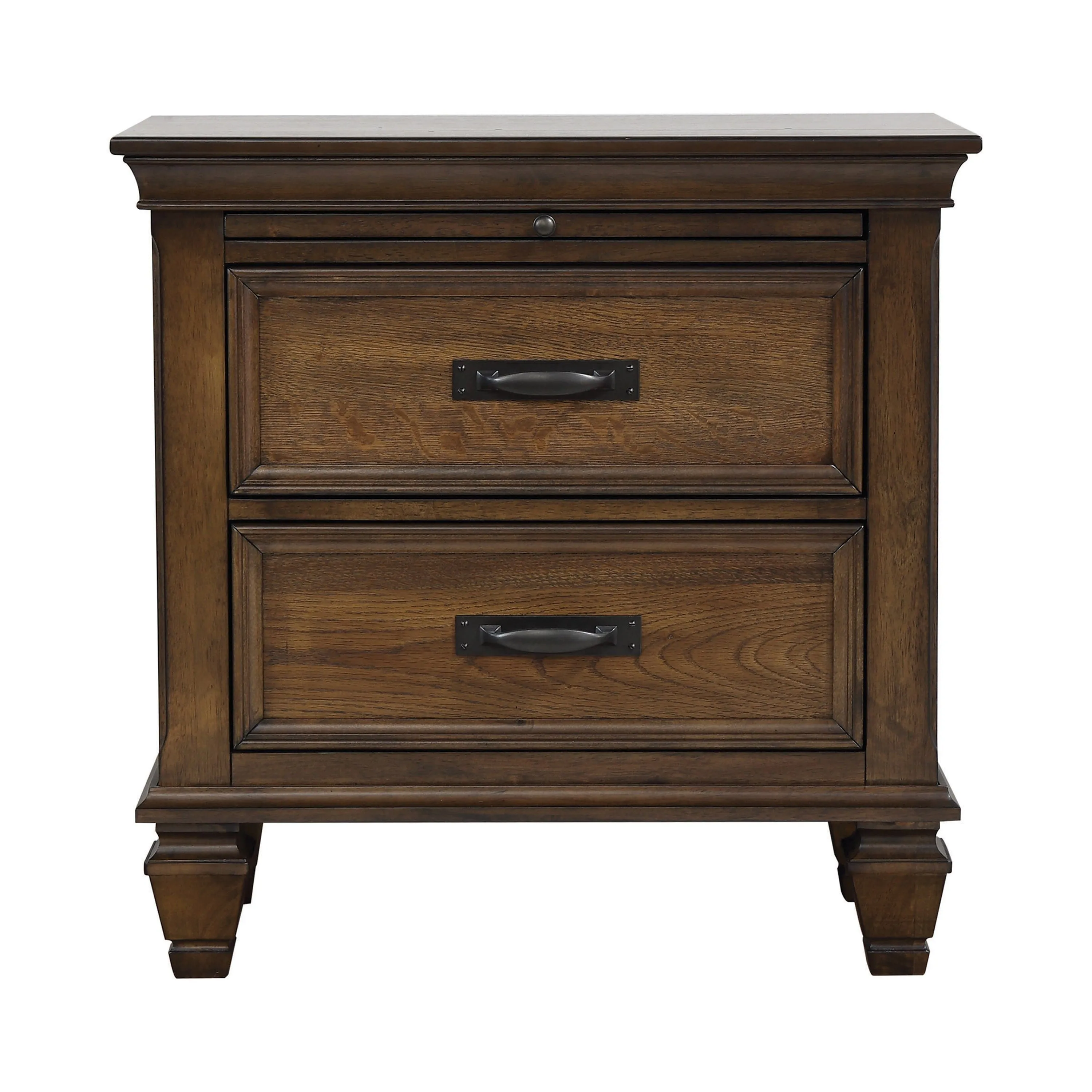 2-Drawer Nightstand With Pull Out Tray Burnished Oak - 200972