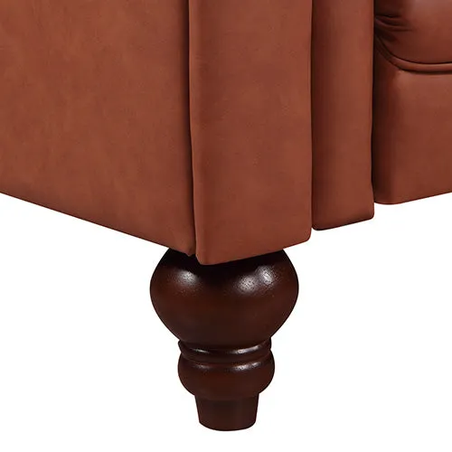 3 2 Seater Brown Sofa Lounge Chesterfireld Style Button Tufted in Faux Leather