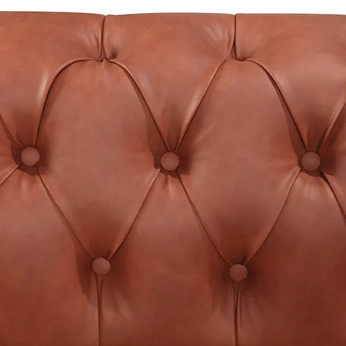 3 2 Seater Brown Sofa Lounge Chesterfireld Style Button Tufted in Faux Leather