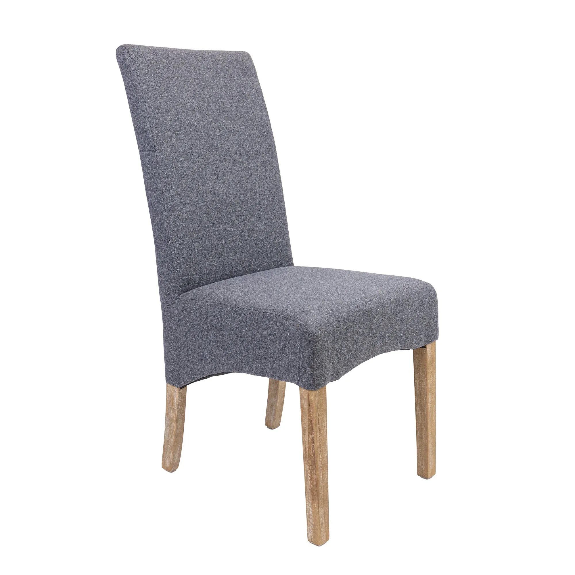 8-Piece Grey Fabric Dining Chairs Set, Pine Frame, Rubberwood Legs