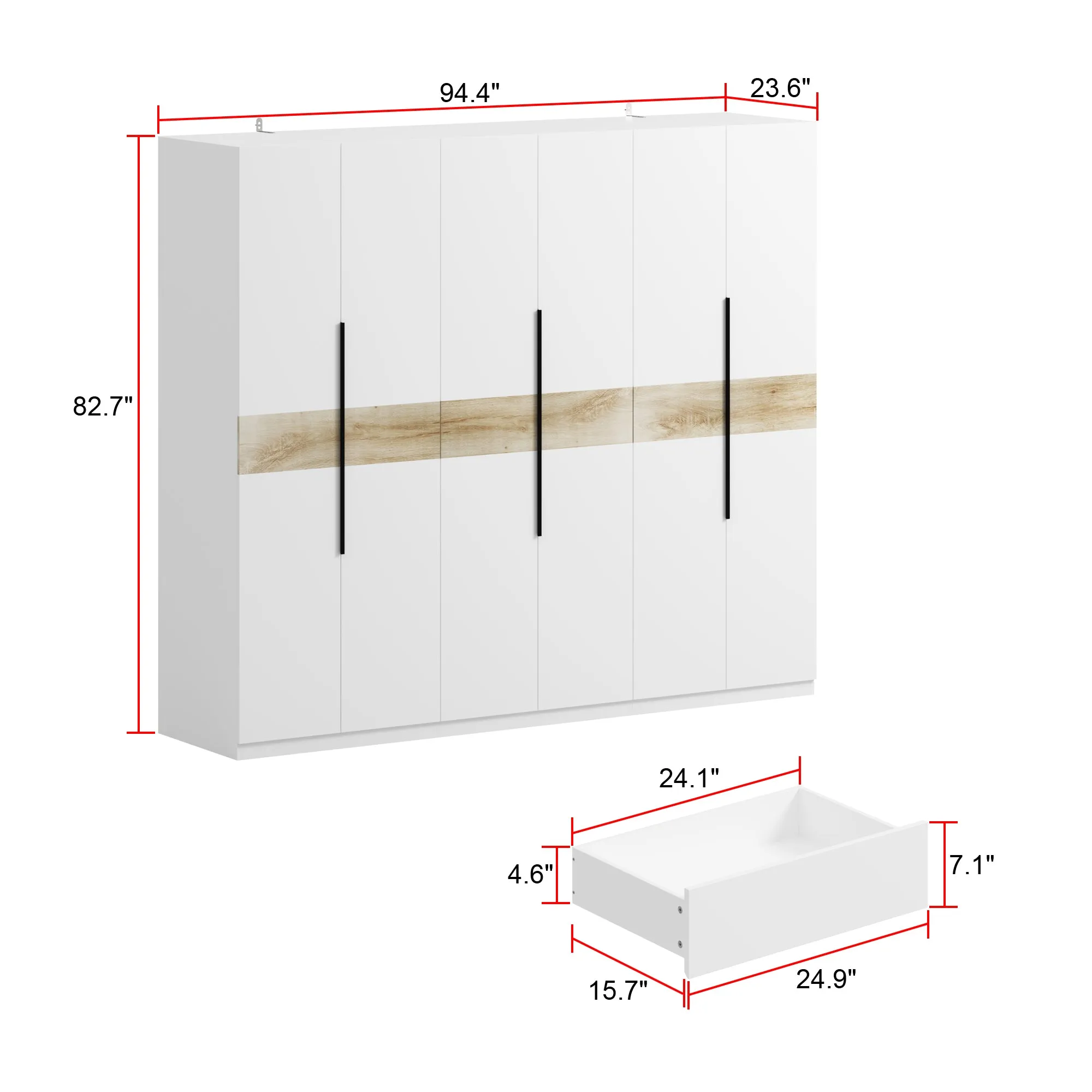 94.4"x82.7" 6Door Wardrobe Armoire for Spacious Storage Closet Cabinet