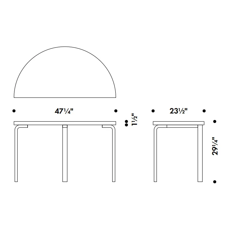 Aalto Half-Round Dining Table