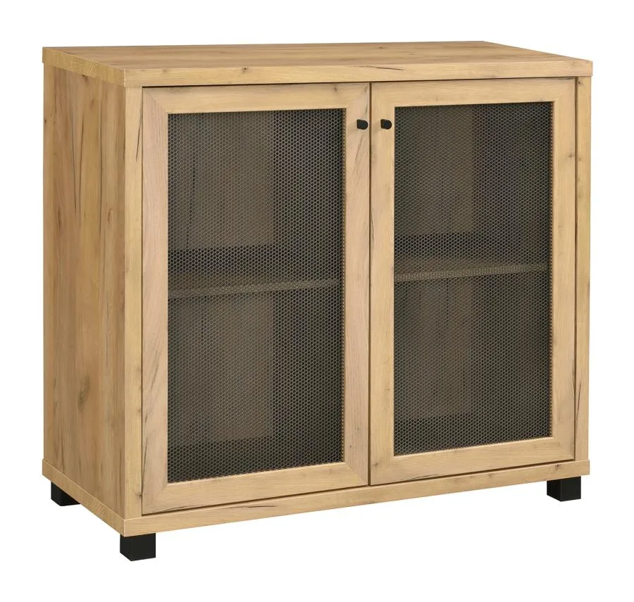 Accent Cabinet with Two Mesh Doors Golden Oak