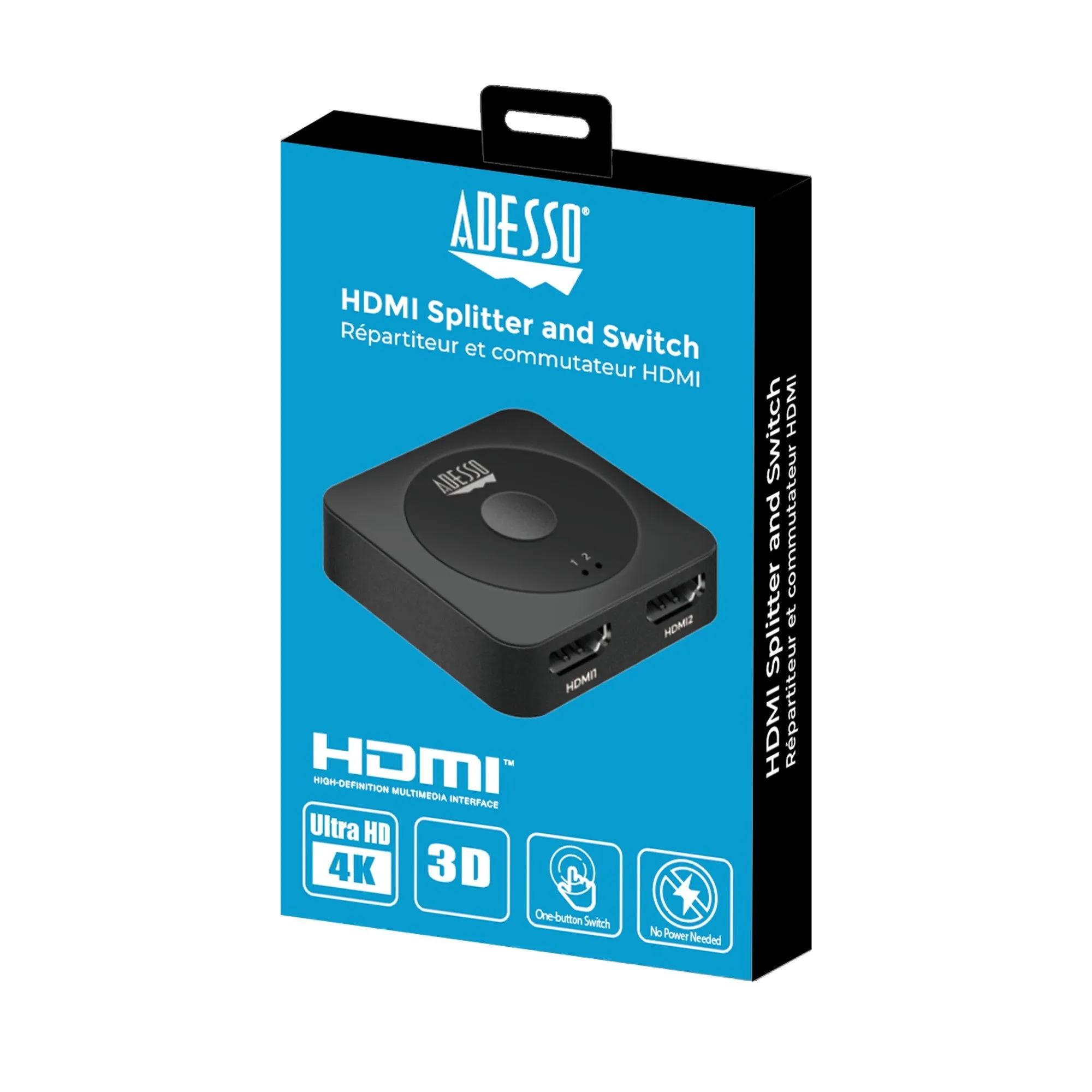 Adesso HDMI Splitter to 2 Ports HDMI Switch 4K/60Hz - 15-12863