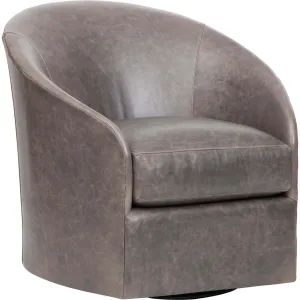 Arlo Leather Swivel Chair, Laguna Dove