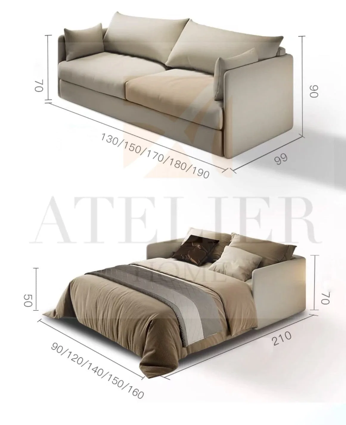 Auburn Scratch Resistant Foldable Sofa Bed with Mattress