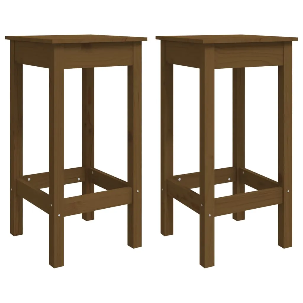 Bar Chairs 2 pcs Honey Brown 40x40x78 cm Solid Wood Pine