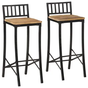 Bar Chairs 2 pcs Solid Rough Wood Mango