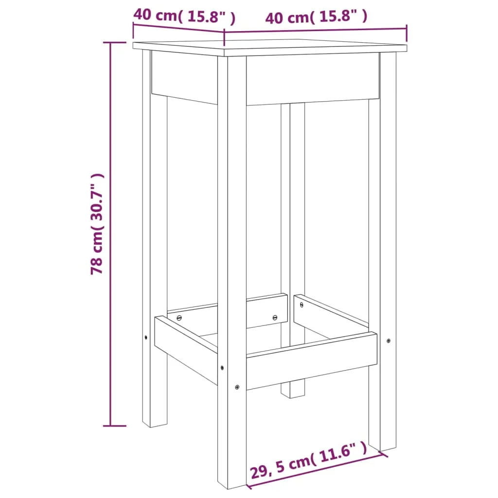 Bar Chairs 2 pcs White 40x40x78 cm Solid Wood Pine