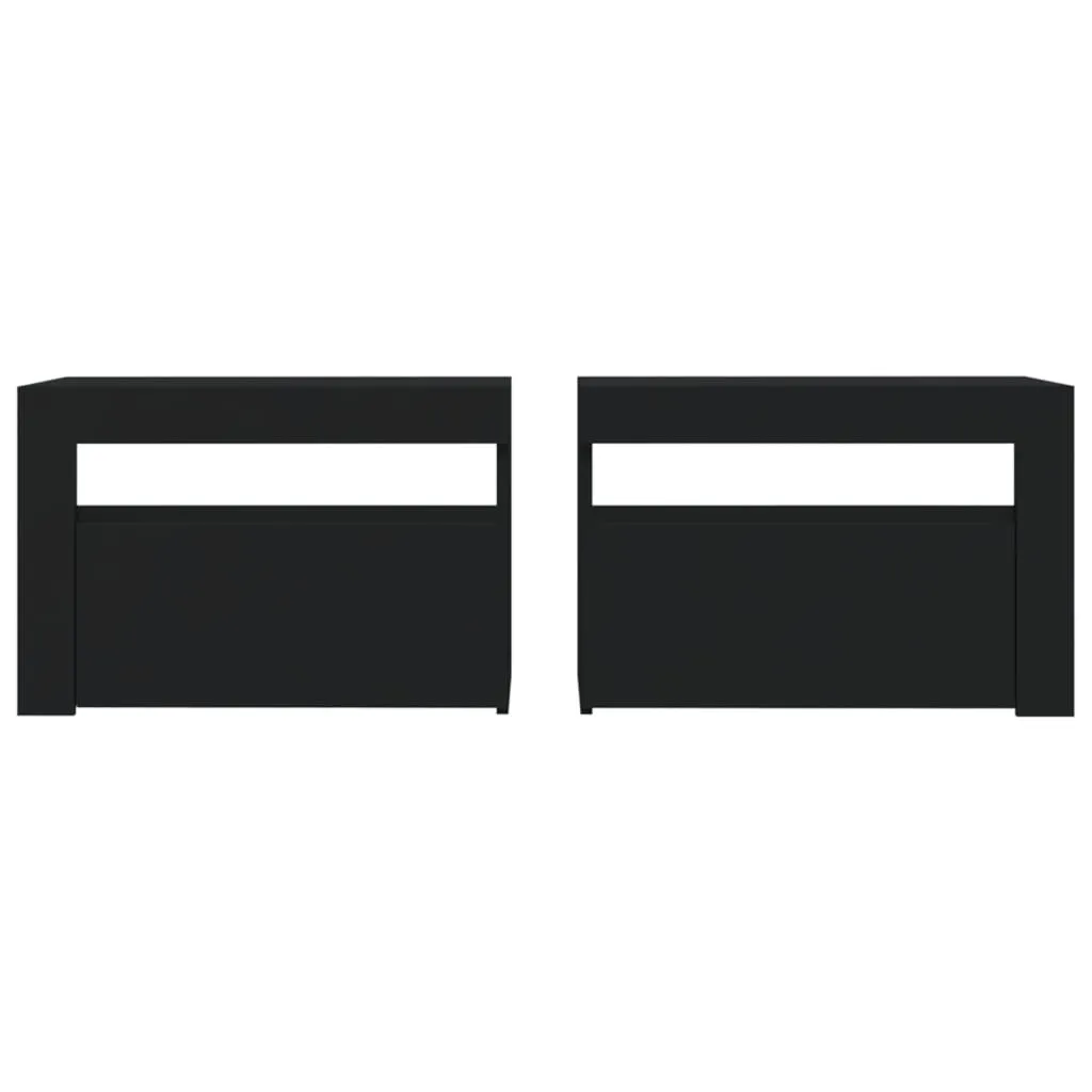 Bedside Cabinets 2 pcs with LEDs Black 60x35x40 cm