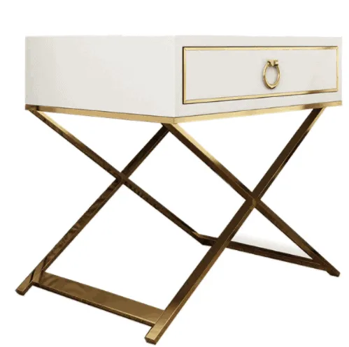 BELFORD White & Gold Nightstand