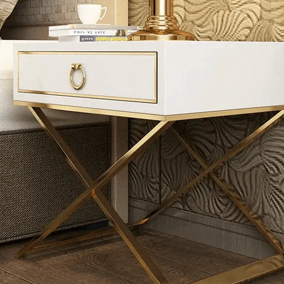 BELFORD White & Gold Nightstand