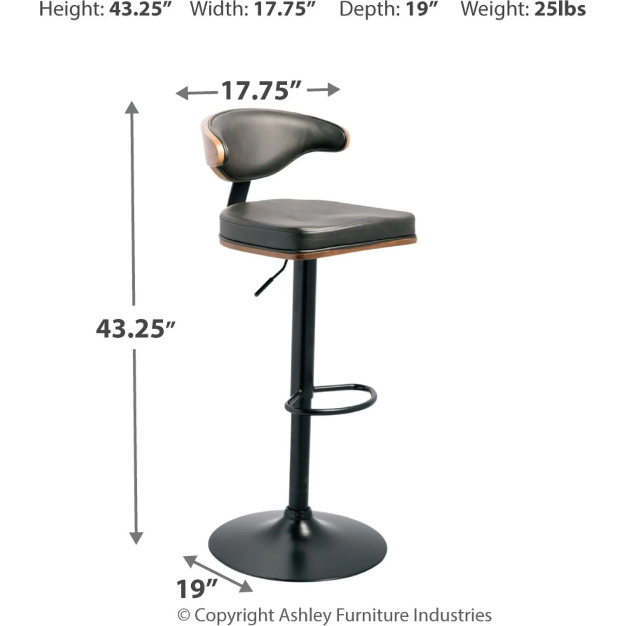 Bellatier Adjustable Height Stool - Brown/Black - (D120-330)