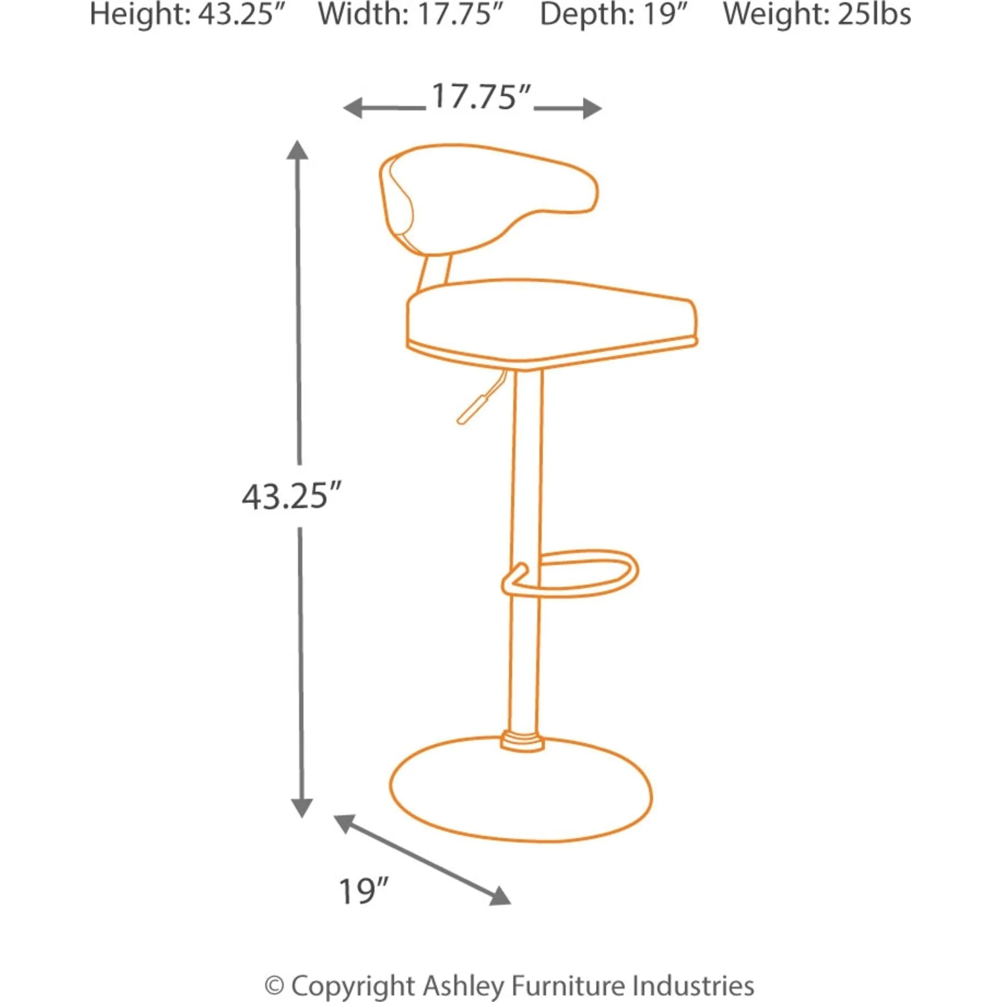 Bellatier Adjustable Height Stool - Brown/Black - (D120-330)