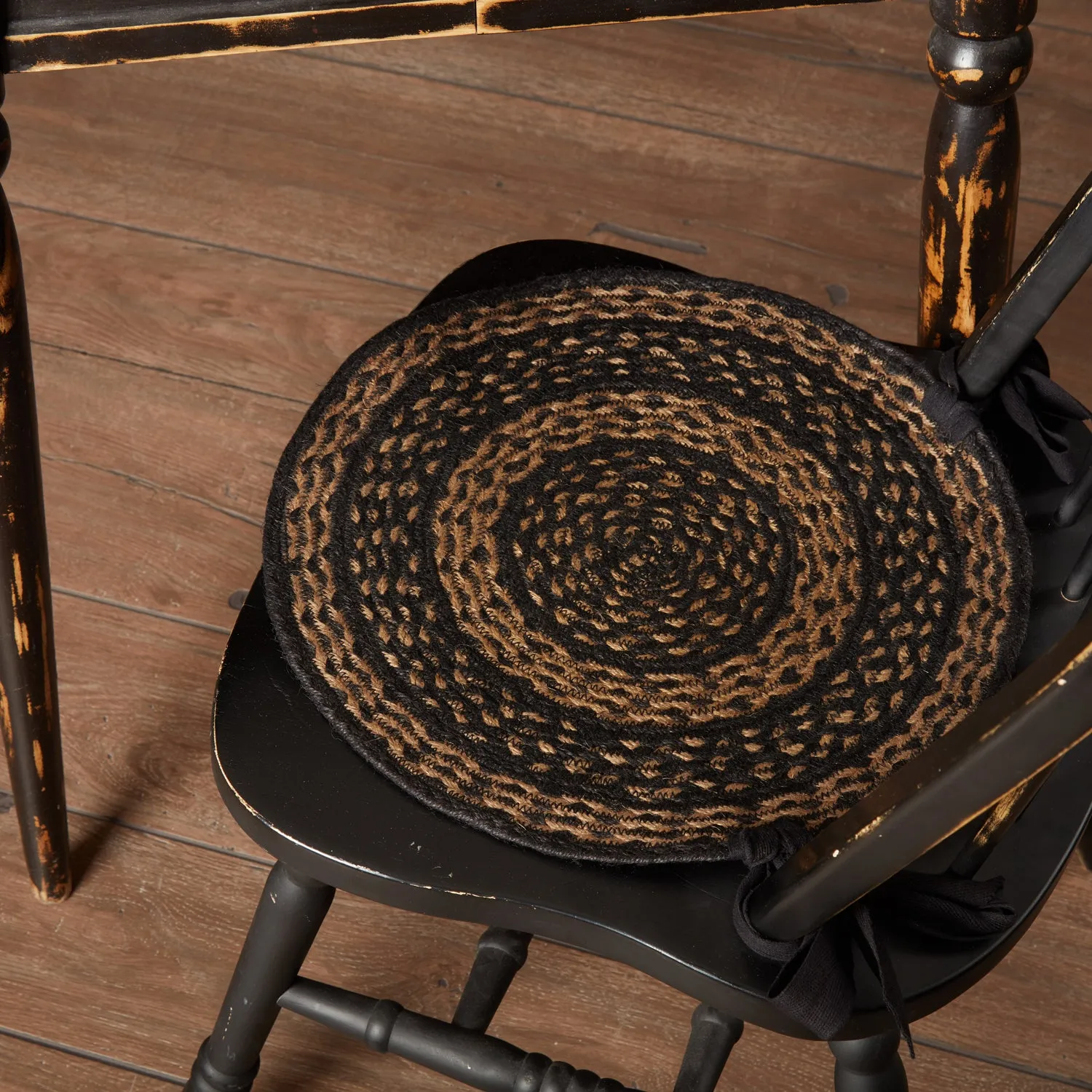 Black & Tan Jute Chair Pad