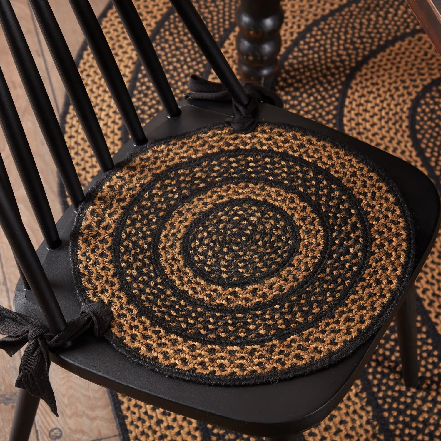 Black & Tan Jute Chair Pad