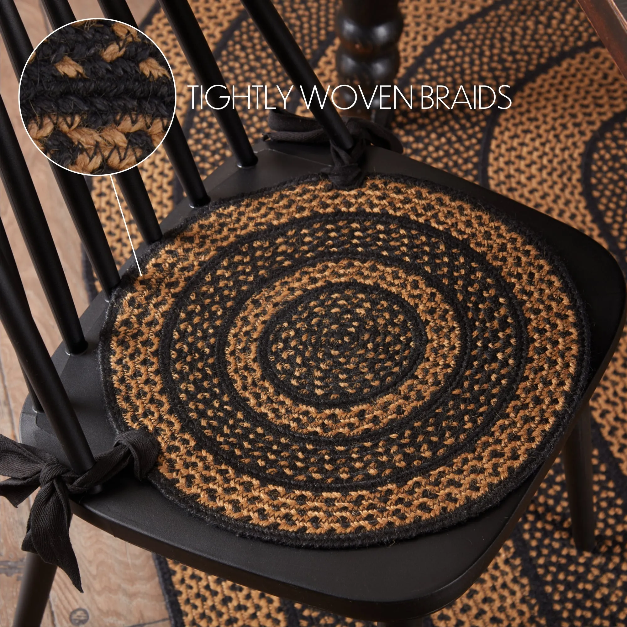 Black & Tan Jute Chair Pad