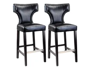 Black Bar Height Bar Stools, Set of 2