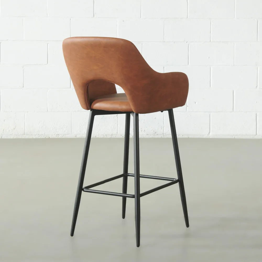 BROADWAY - Brown Leather Counter Stool