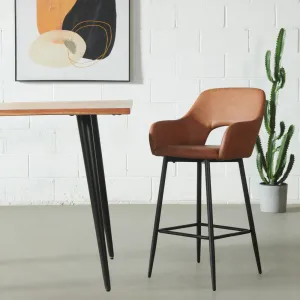 BROADWAY - Brown Leather Counter Stool