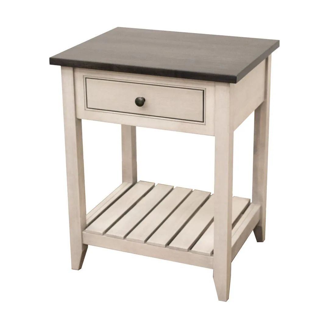 Cambria 1-Drawer Open Nightstand with Slatted Shelf