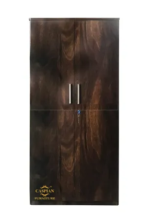 CASPIAN Furniture Junglewood Texture 2 Door Wardrobe/Cupboard with 6 Shelves | Wardrobe for Bedroom/Kitchen Organizer/Clothes Cabinet | Size 75 x 24 x17 inches (Brown Finish)