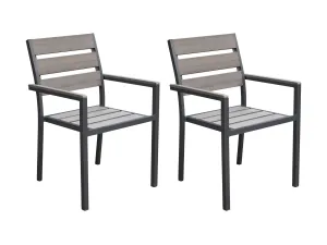 Charcoal Grey Patio Dining Chairs, Set of 2