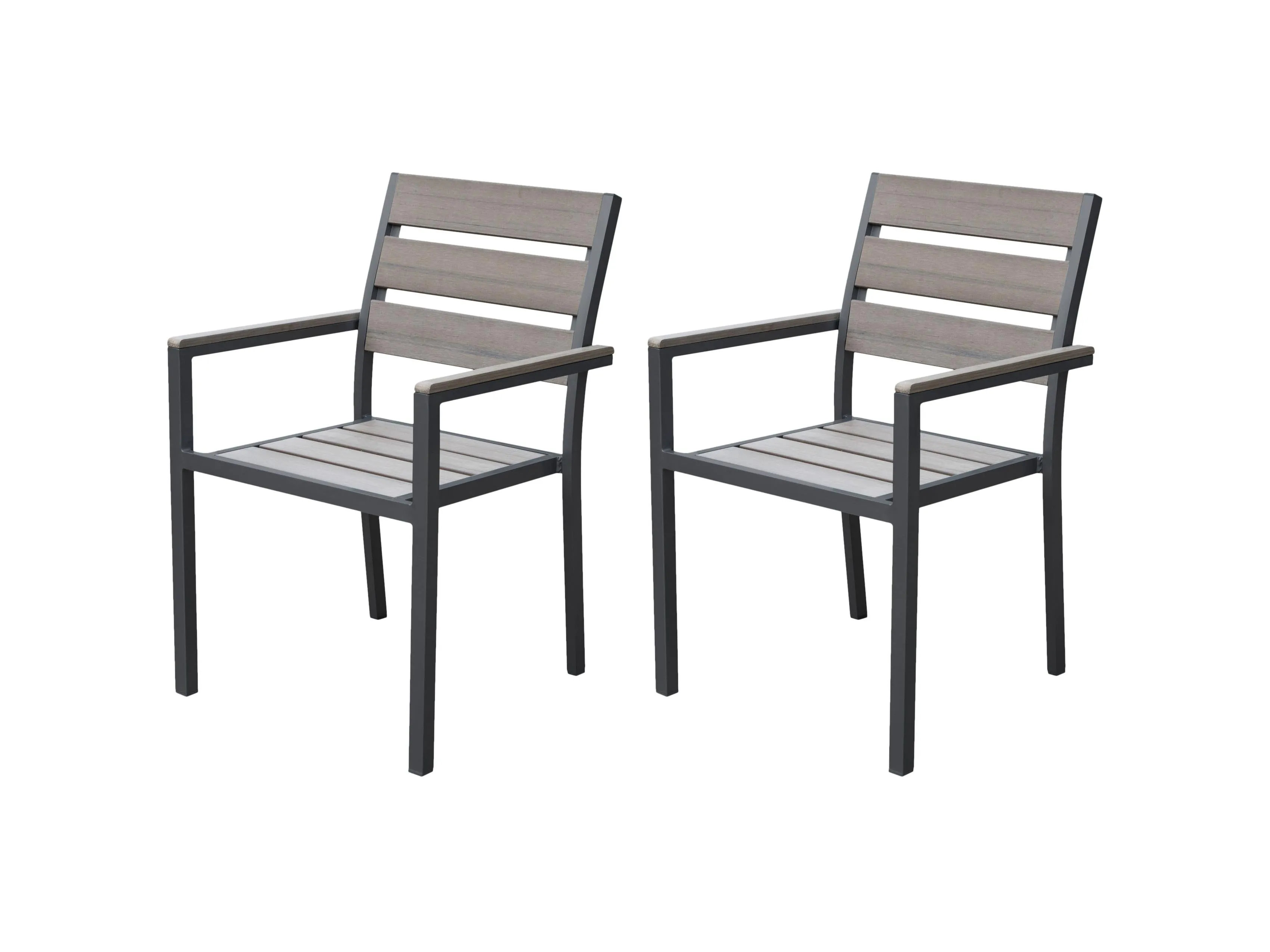 Charcoal Grey Patio Dining Chairs, Set of 2