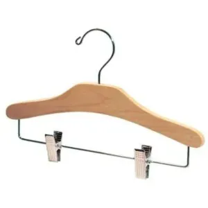 Children's Wooden Top Hanger with Pant Clips, 5 pack