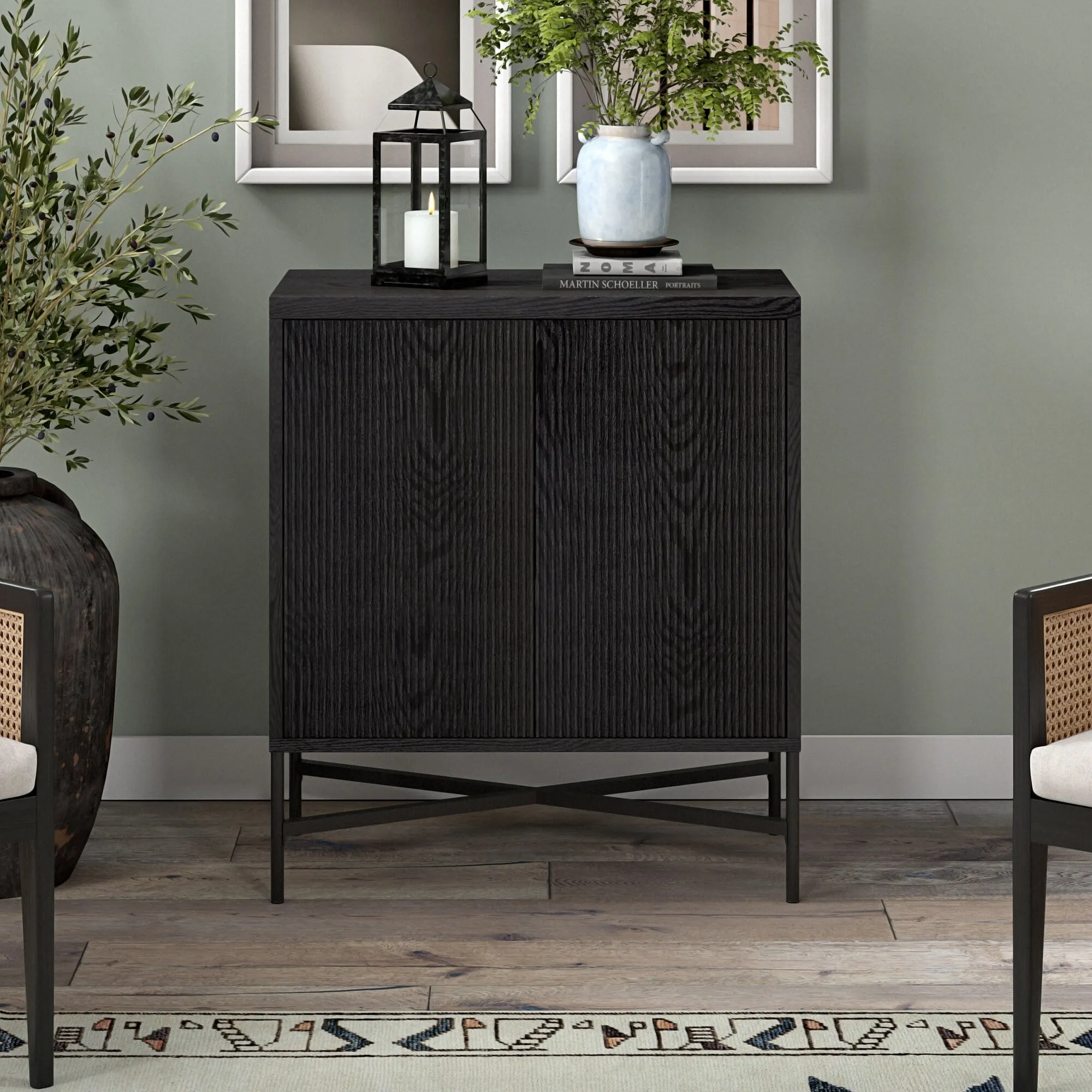 classic Brighton 28" Wide Rectangular Accent Cabinet, Charcoal Gray