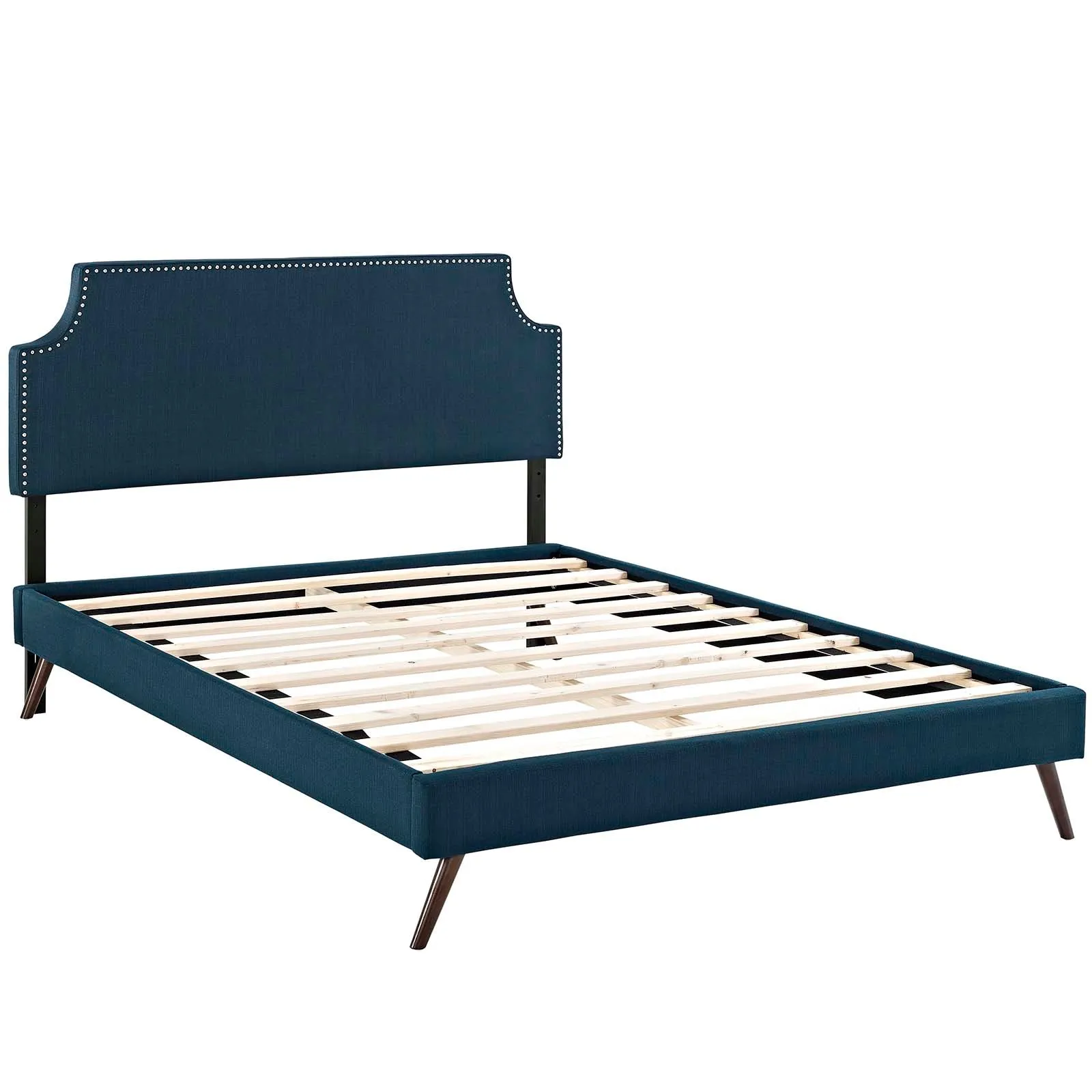 Corene Fabric Platform Bed with Round Splayed Legs