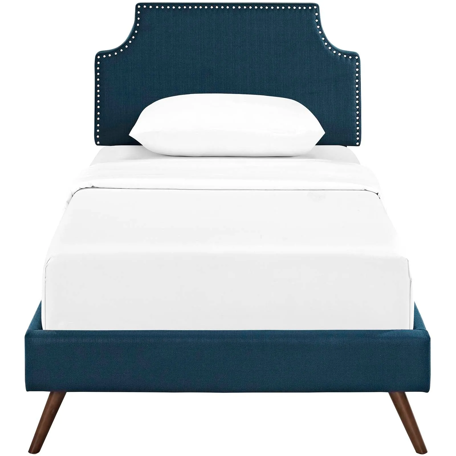 Corene Fabric Platform Bed with Round Splayed Legs