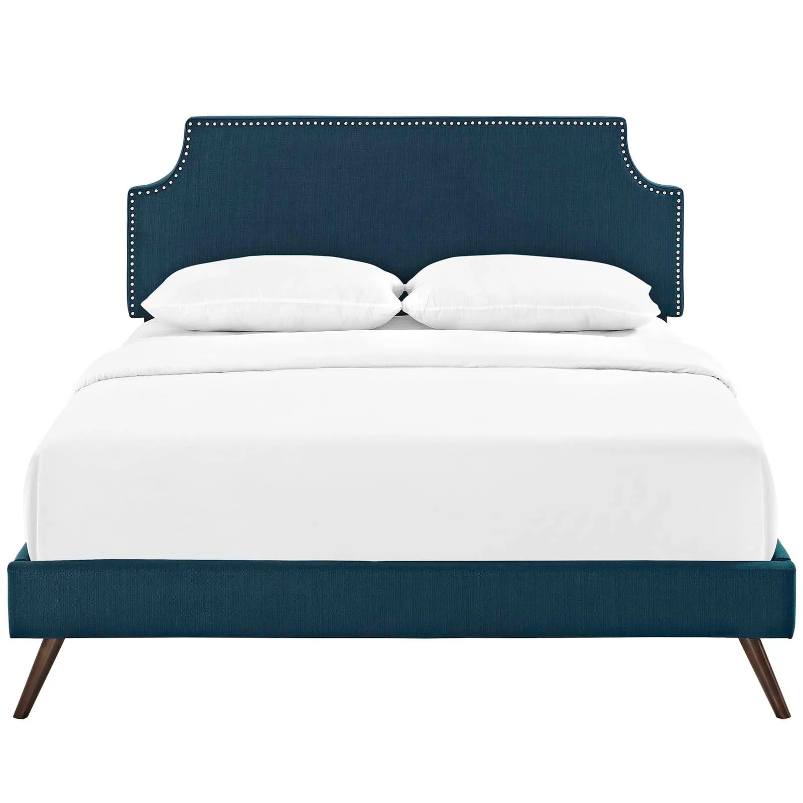 Corene Fabric Platform Bed with Round Splayed Legs