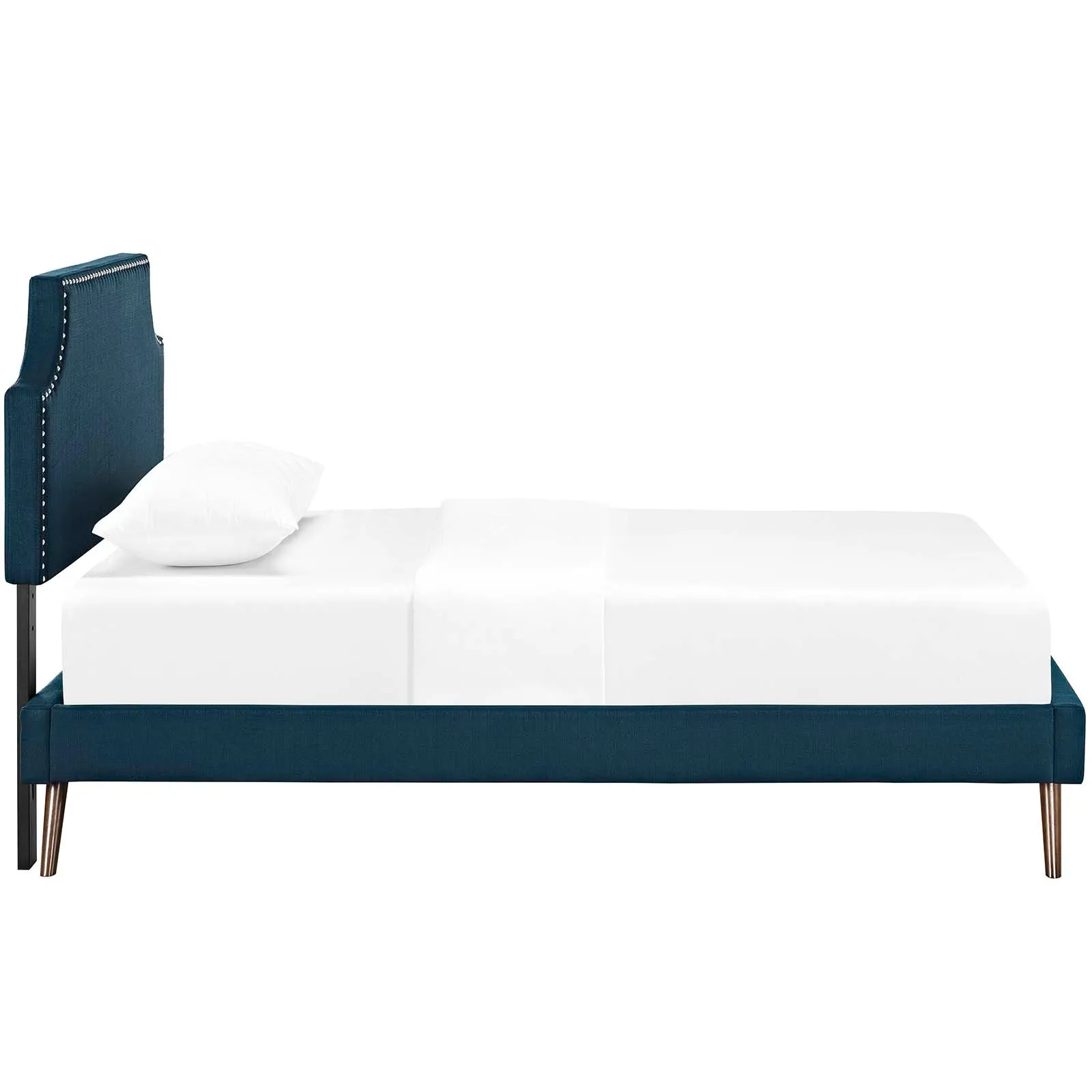 Corene Fabric Platform Bed with Round Splayed Legs