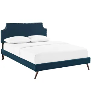 Corene Fabric Platform Bed with Round Splayed Legs