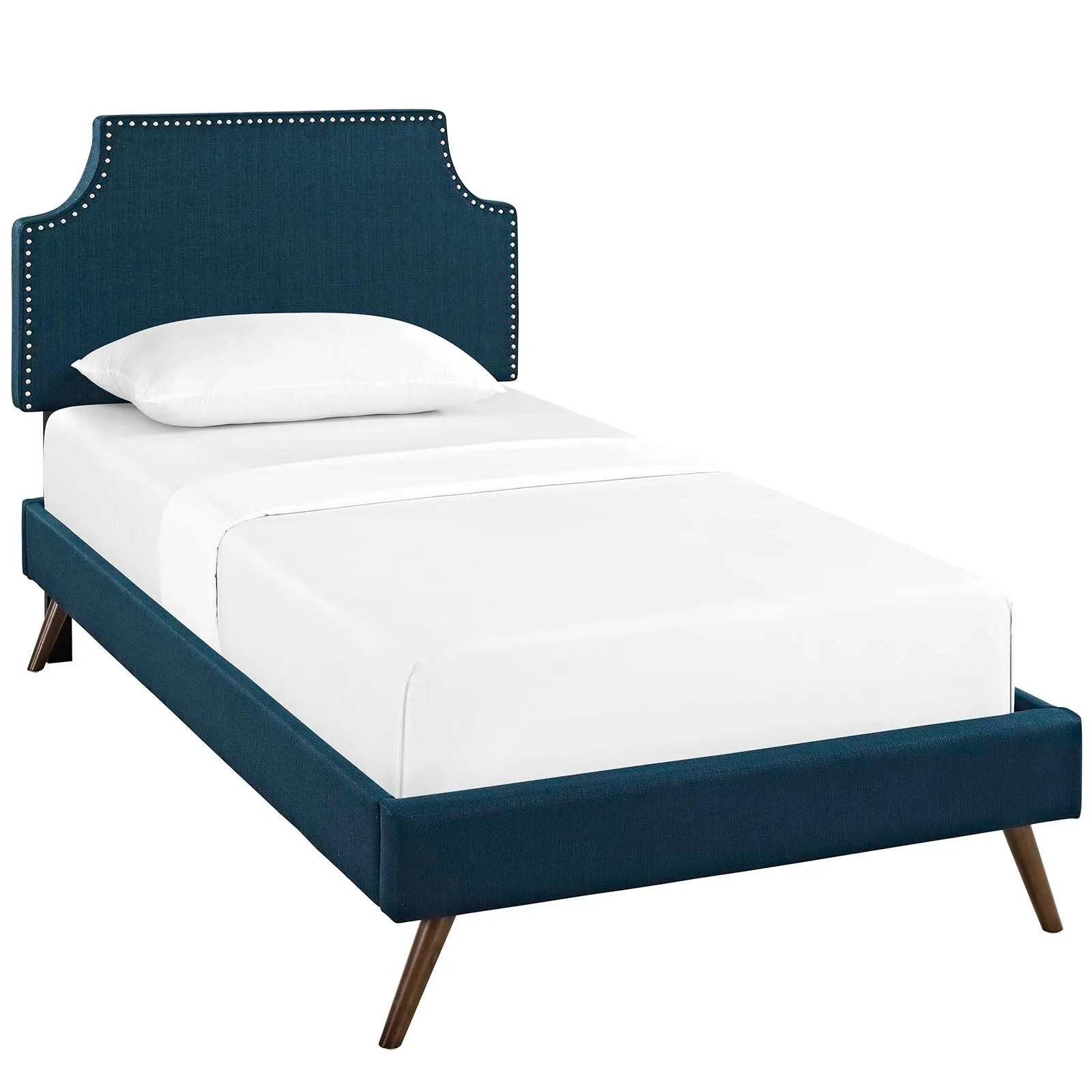 Corene Fabric Platform Bed with Round Splayed Legs