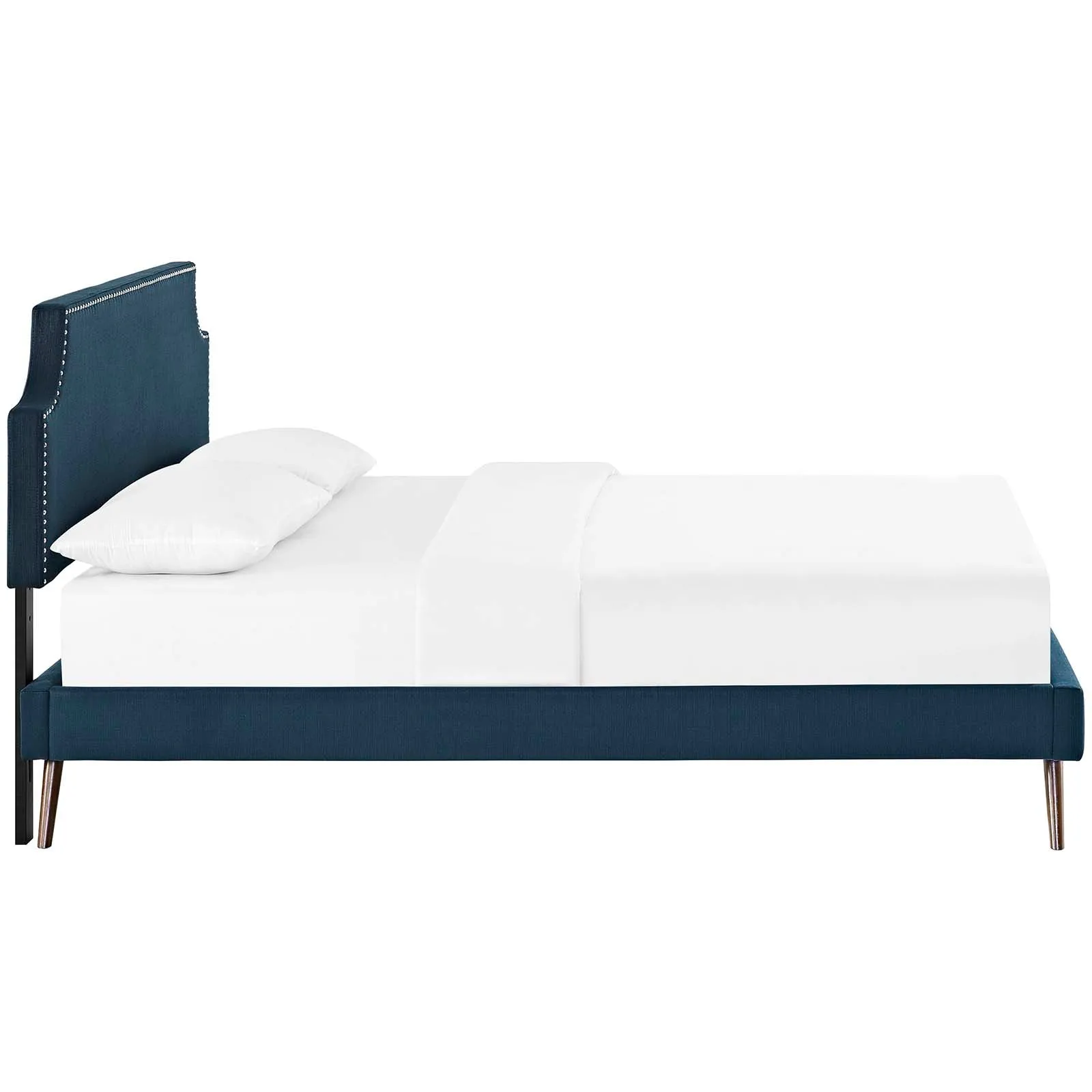 Corene Fabric Platform Bed with Round Splayed Legs