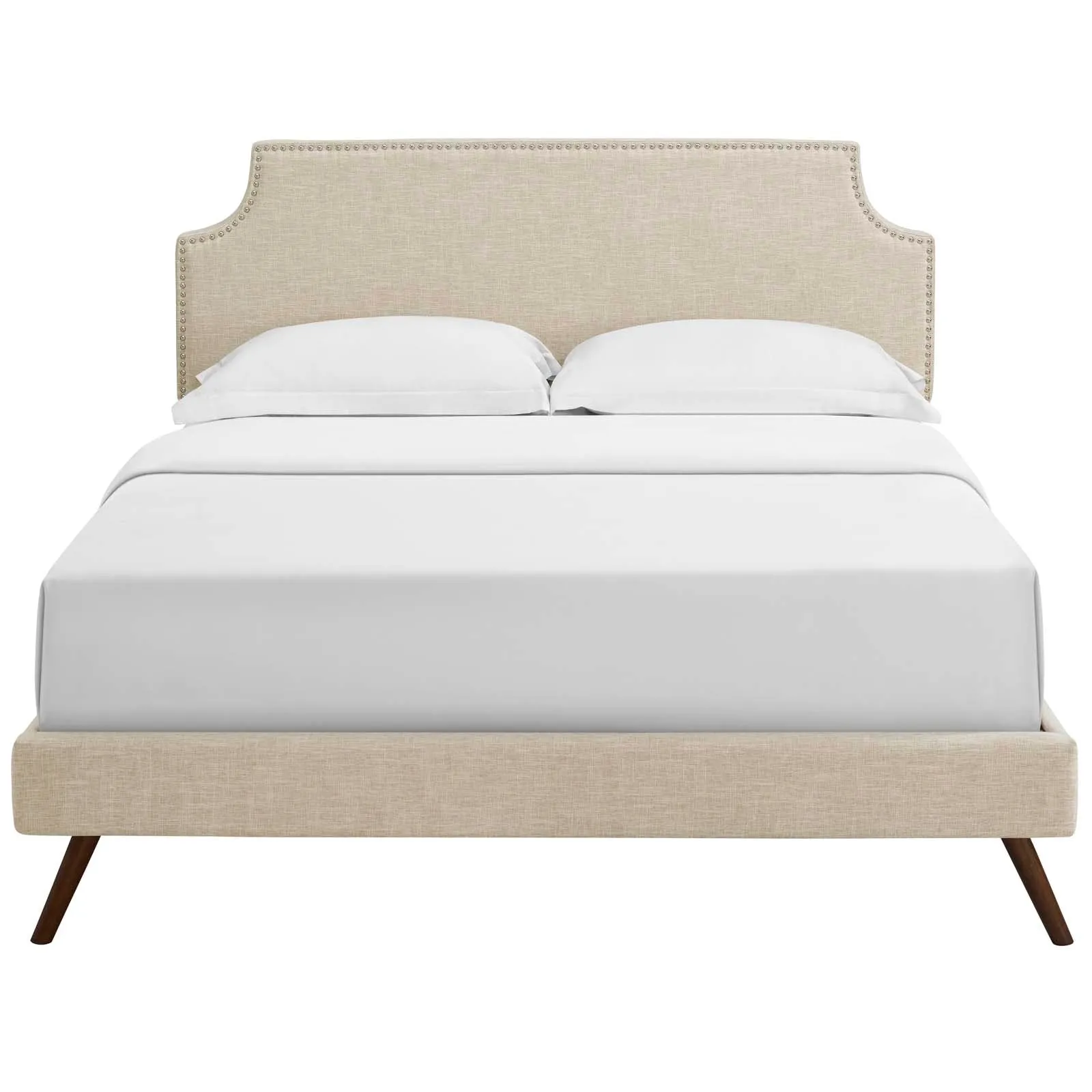 Corene Fabric Platform Bed with Round Splayed Legs