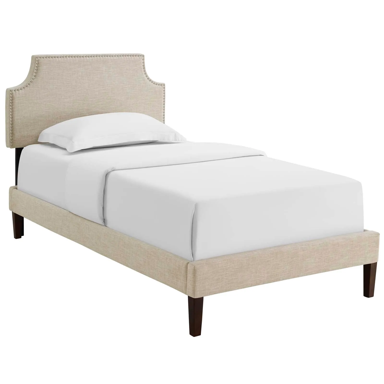 Corene Fabric Platform Bed with Squared Tapered Legs