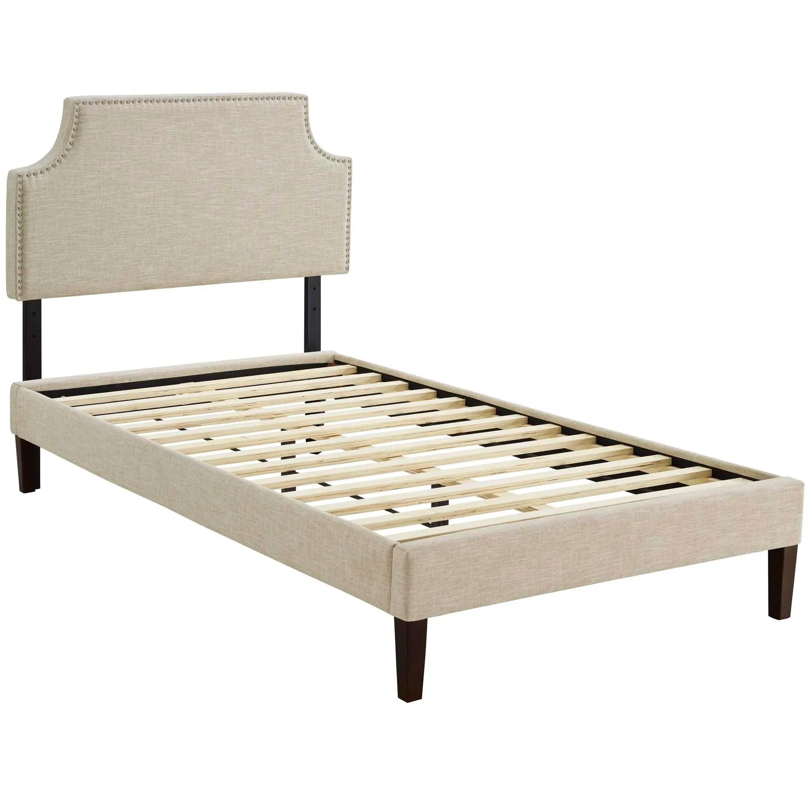 Corene Fabric Platform Bed with Squared Tapered Legs