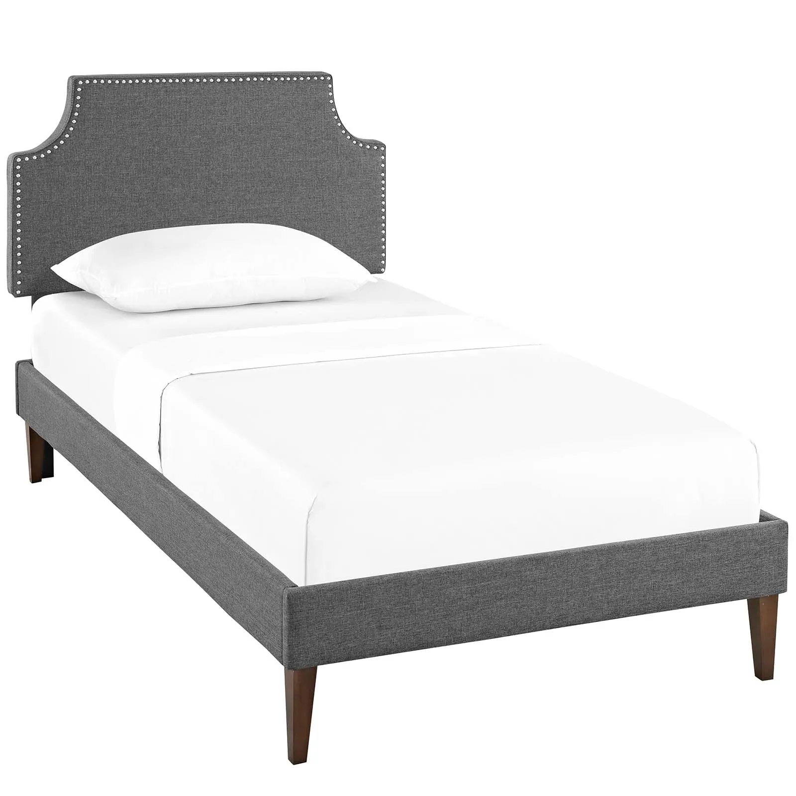 Corene Fabric Platform Bed with Squared Tapered Legs