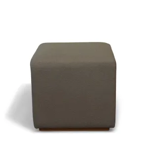 Cubed Upholstered Ottoman with Walnut Base