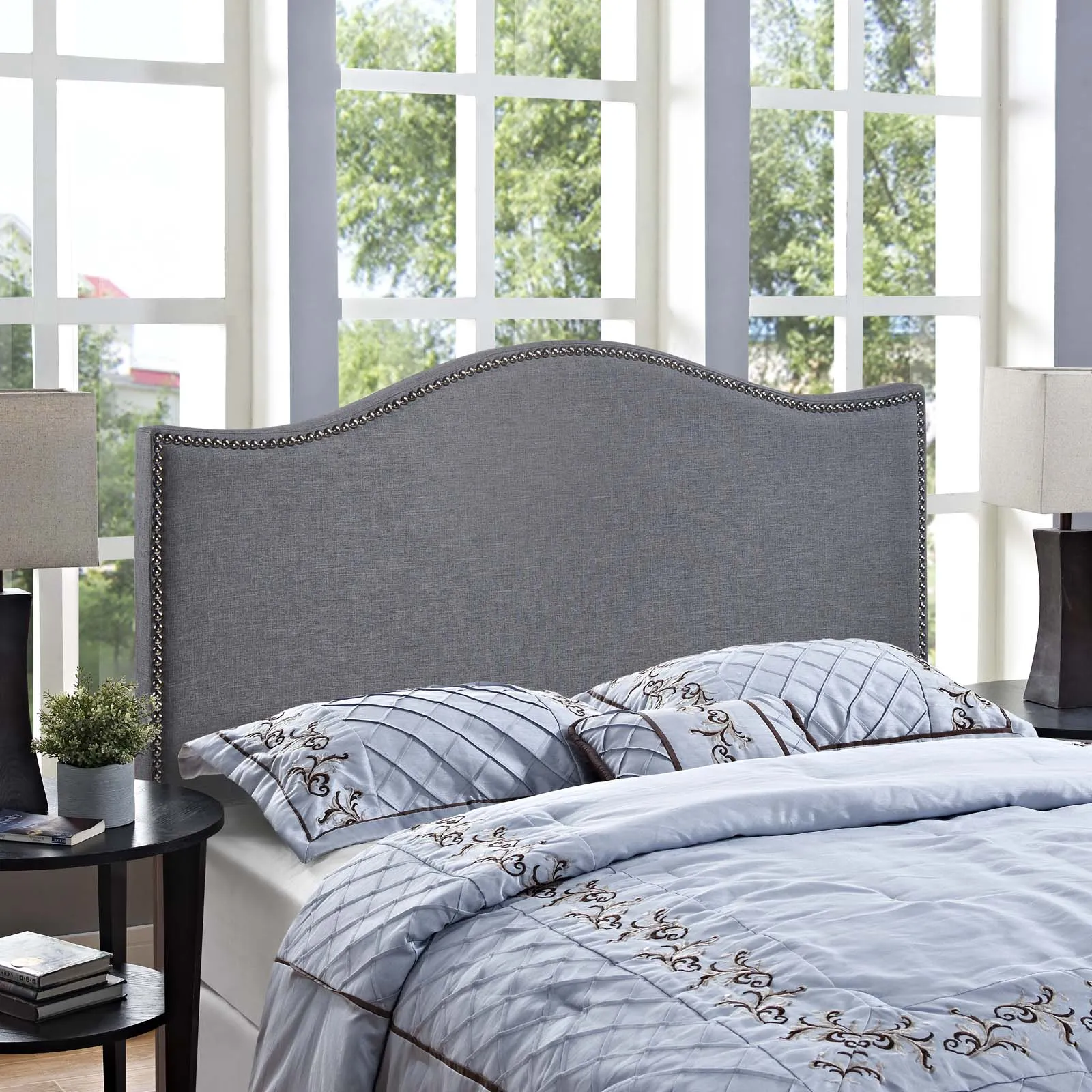 Curl Nailhead Upholstered Headboard