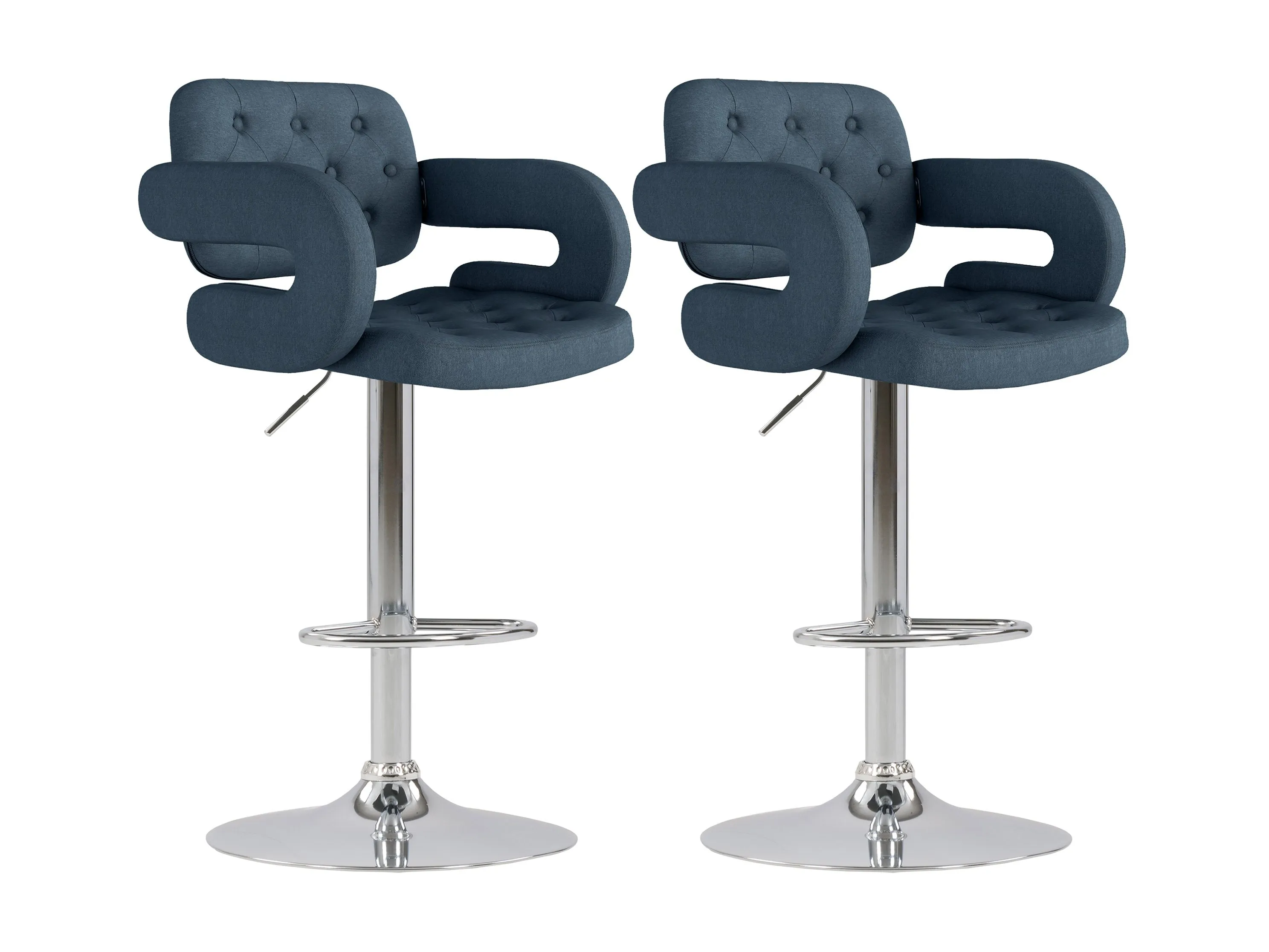 Dark Blue Bar Stools with Arms, Set of 2